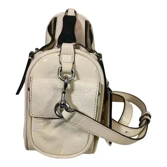 Marc Jacobs The Soft Box Satchel Top Handle Crossbody Ivory Leather Medium - Picture 6 of 12